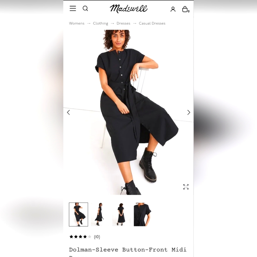 Madewell button front midi dress, small